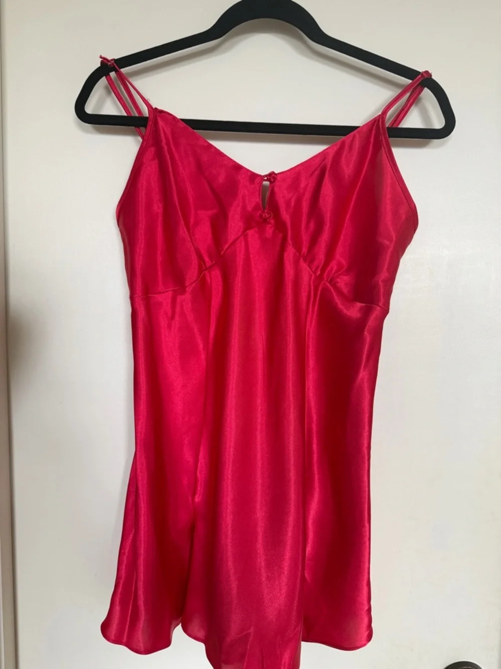 La Senza Red Satin Nightgown Slip Double Strap Keyhole Y2K - Picture 3 of 9